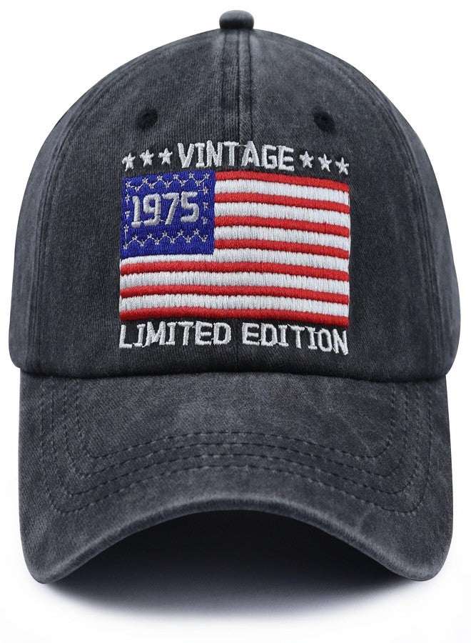 Wsaztulp 50th Birthday Decorations for Men Women, Vintage 1975 Hat, Limited Edition 50th Birthday Baseball Cap, Mothers Day Retirement Gifts for Dad Mom Hubby Black - Image 1